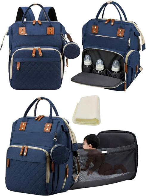 Sweet BB Backpack Baby Diaper with Changing Pad, Waterproof, USB Port, Large Capacity (Blue)