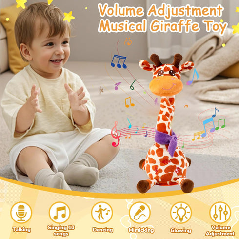 Tummy 10 Dancing Talking Singing Giraffe Baby Toy, Time Toy Giraffe Stuffed Animal with Volume Adjustment, Singing