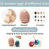 (12PCs) OESSUF Wooden Fake Eggs Easter Eggs Play Eggs for Toddlers Pretend Wood Egg Decor for Play Kitchen Artificial