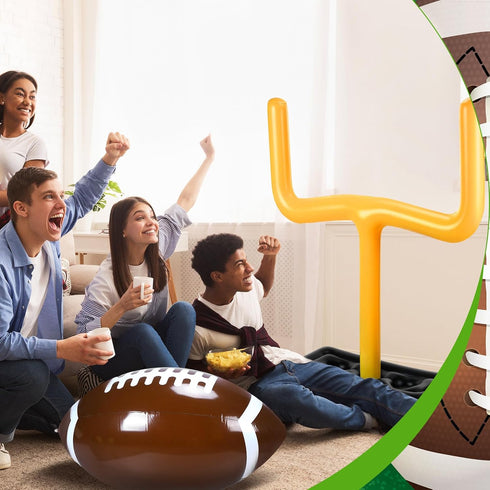 Leyndo 2 Pieces Inflatable Jumbo Football Set, 36.6" Jumbo Football and 54.3" Inflatable Goal for Football Party Game