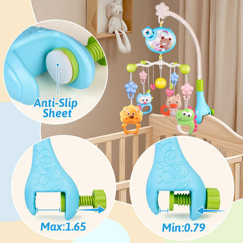 Crib Mobile with Music and Lights, Baby Mobiles for Cribs, Nursery Musical Mobile for Bassinets, Clip On Attachment