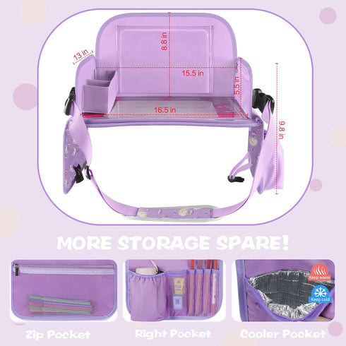 MENZOKE Kids Travel Tray for Toddler Car Seat, Toddler Gift for Girl Activities with Dry Erase Board & iPad Holder