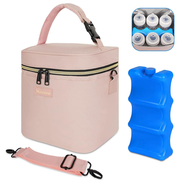 Mancro Breastmilk Cooler Bag Fits 6 Bottles Up to 9 Ounce, Insulated