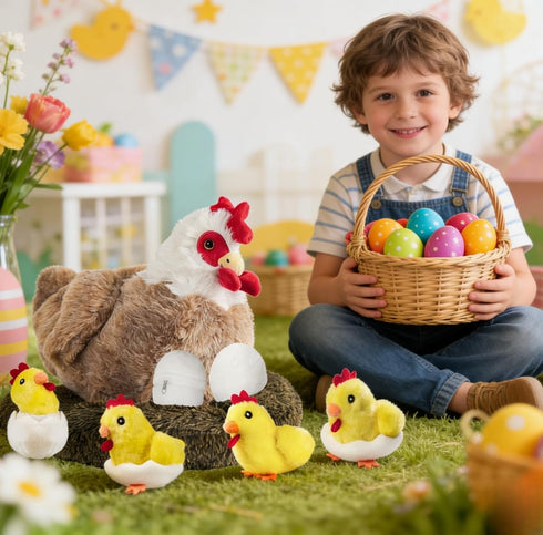 9 1 Set, in Chicken Stuffed Animal Stuffed Chicken Plush Toy Egg Laying Hen with Zipper and Baby Chicks Plush Chickens