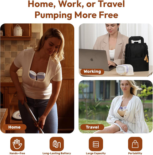 3 9 16/18/20/22/24mm 2 Pack Wearable Breastfeeding Pump Hands Free of Long Battery Life, Portable Electric Wireless