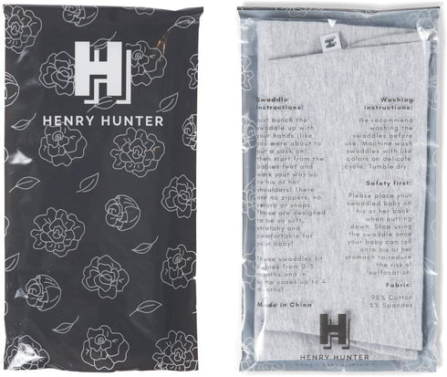 Henry Hunter Baby Swaddle Sack, Soft Stretchy Cotton Swaddles for Newborns, Pack of 3, Dinosaur, Shark, Light Heather