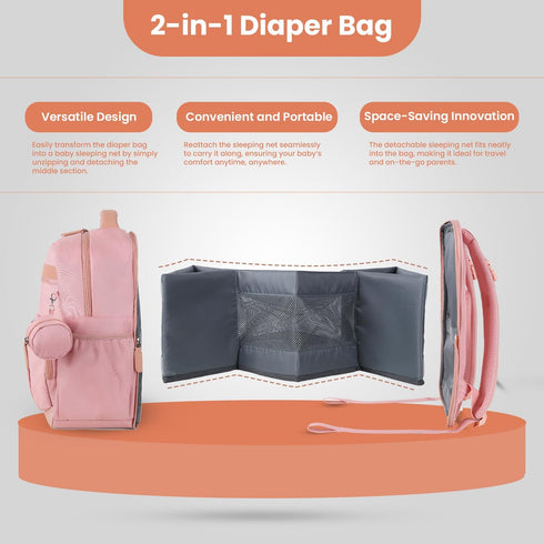 Backpack 28Liters Baby Diaper Bag with Changing Station, Capacity Nylon Baby Registry Mom Bags, Travel Friendly Unisex