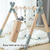 5 Wooden Baby Play Gym Foldable Gym Frame Activity Gym Hanging Bar with Toys Natural for Newborn Baby (Foldable Grey)