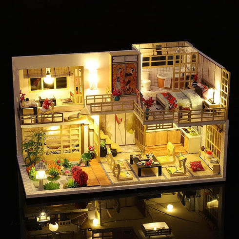 Flever Dollhouse Miniature DIY House Kit with Japanese Style, Creative Room with Furniture for Romantic Valentine's
