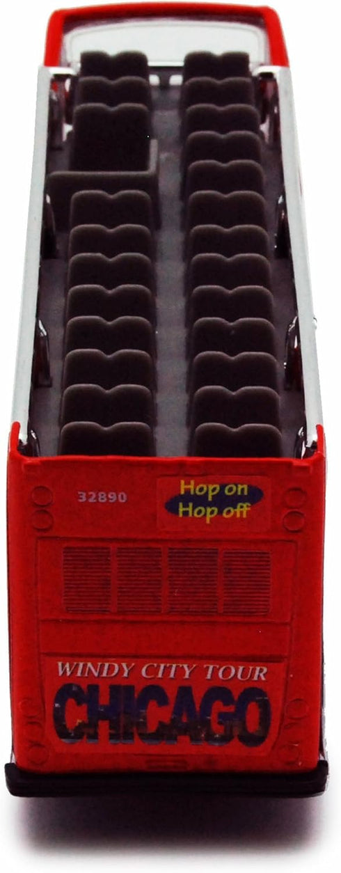 Chicago Sightseeing Double Decker Bus Open Top, Red 2168CG - 6 Inch Scale Diecast Model Replica