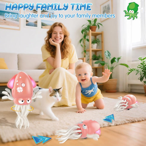 AOTIBO 1 2 3 4 5 Tummy 12-18 1st Baby Dancing Octopus Toy for Year Old Boy Girl, Baby Time Electric Crawling Octopus