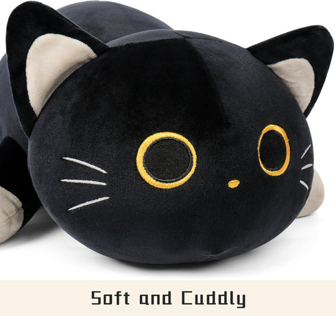 24" 4.2lbs Wepop Black Cat Plush Weighted Stuffed Animals, Weighted Black Cat Pillow Giant Cat Stuffed Animal Cuddle