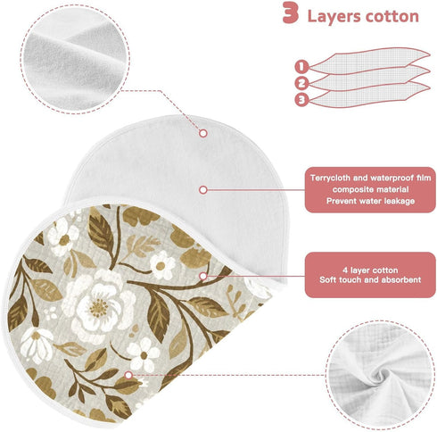 decor gift 4 Pack 22x11in Cotton Soft Burp Cloths Good Absorbent? White Flowers Sring Pattern wash Cloth for Babies