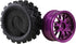 Mxfans Black Flower Pattern Rubber Tyres with Purple Y-Shape Aluminum Alloy Wheel Rims for RC 1:10 Racing Car
