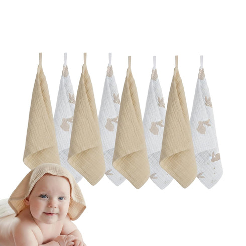 Muslin Baby Washcloths for Newborns, Pack of 8, 11"x11", Super Soft Cotton,