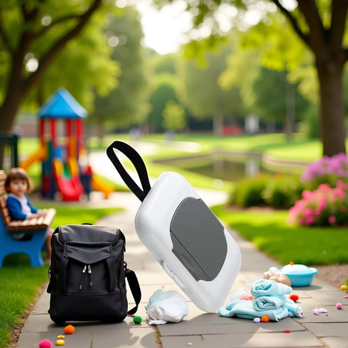 Jowxsx Grey Travel Wipe Holder Reusable, Wet Wipe Container Box Strollers, Hanging Dispensers Refillable Wipe Case Safe
