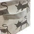 Mziart Small Foldable Canvas Storage Basket with Handles, Cotton Linen Organizer for Nursery Kids Shelves, Grey Cat