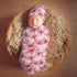 Sets Azalea Flowers Newborn Swaddle Blankets Hat Soft Baby Receiving Blanket Swaddle Sack for Baby Shower Infant Boy