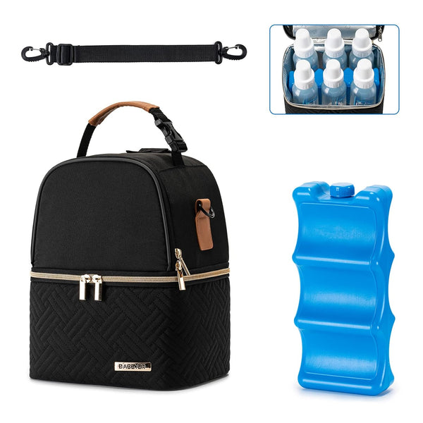 Breastmilk Cooler Bag with Ice Pack Fits 6 Baby Bottles up to