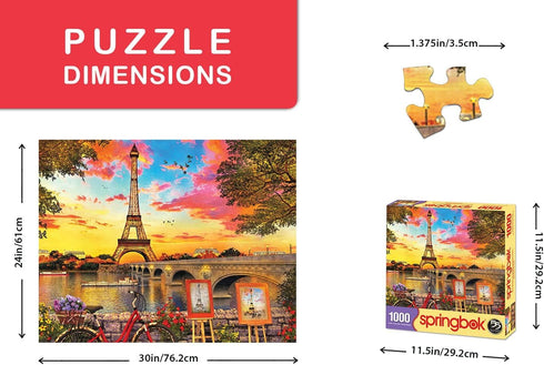 Springbok Puzzles Paris Sunset - 1000 Piece Jigsaw Puzzle, Large 30 x 24 Inches, Made in USA