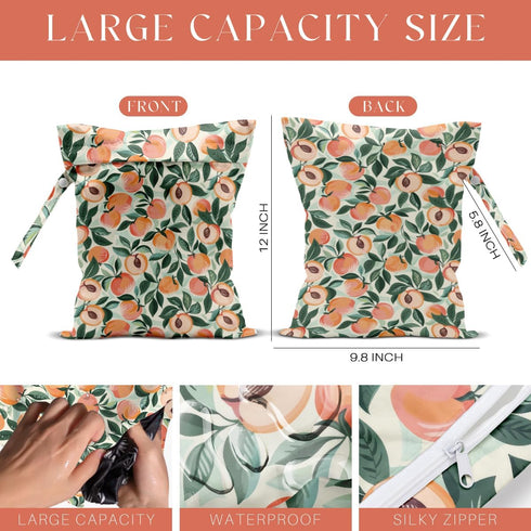 VBCVBGFH 4 Pack Cute Fruit Wet Bag Waterproof Washable Reusable Wet Dry Bag for Swimsuit Dirty Clothes Cloth Diaper