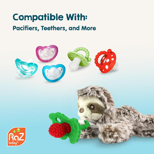 0M+, 100% RaZbaby JollyPop Pacifier, Holder w/Detachable Baby Pacifier, Stuffed Animal RaZbuddy, All Ages Medical Grade