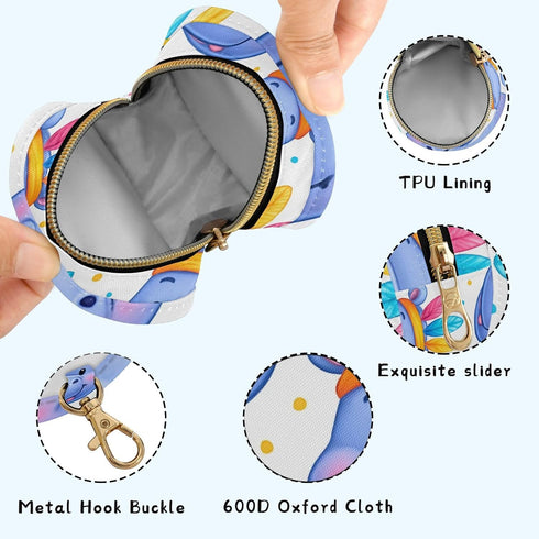Hippopotamus Round Pacifier Storage Case with Zipper, Portable Pacifier Case for Travel, Diaper Bag & Purse, Pacifier