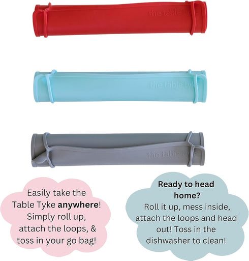 The Table Tyke Silicone Placemats for Toddlers with Patented Edge Bumper | Kids Placemats Non Slip Travel Ready | Baby
