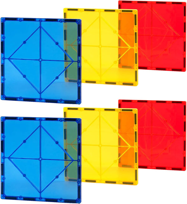Gemmicc 6 PCS Large Magnetic Tiles, Jumbo Magnet Base Plates, STEM Building Blocks for Kids Boys Girls