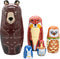 Conzy Russian Nesting Dolls for Kids, Stacking Wooden Handmade Matryoshka Dolls, 5 Piece Cute Cartoon Animal Pattern