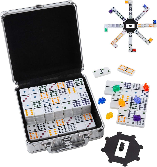 Homwom Double 12 Colored Dot Dominoes Mexican Train Game Set, 91 Tiles