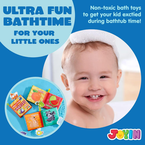 JOYIN 12 Pcs Nontoxic Bath Books - Soft Crinkly Waterproof Cloth Books for Infant, Newborn, Toddlers, Birthday Gifts