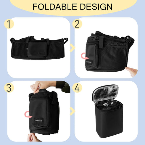 VMEECARL 2 GT2 Double Stroller Organizer Universal with Insulated Cup Holders & Cooler Bag, Large Storage Parent