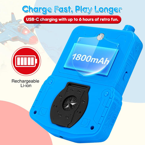 VOLGUARD II 220 3.5'' 4 5 6 7 8-Blue-Robot-Themed Handheld Game Console for Kids, Preloaded Retro Games, HD IPS Screen