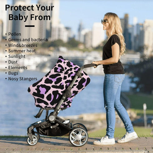 Schgap Purple Leopard Car Seat Cover for Babies Soft Stroller Cover Nursing Cover Breastfeeding Baby Carrier Covers