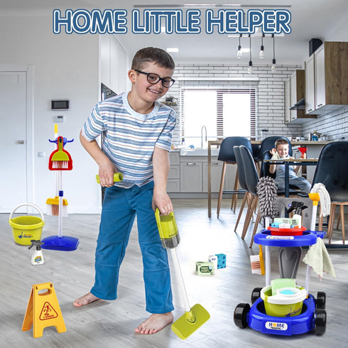 Sotodik Set Kids Cleaning for Toddlers Pretend Play Housekeeping Supplies Kits with Real Working Vacuum Cleaner, Broom