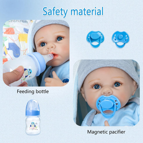 13 17-22 Inches PEDOLLTREE Reborn Baby Dolls Clothes Boy Blue Dog Outfit Accessories Pcs for Reborn Doll Newborn Boy