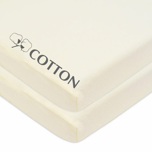 American Baby Company 2 Pack 100% Natural Cotton Fitted Pack and Play Sheets, Cream