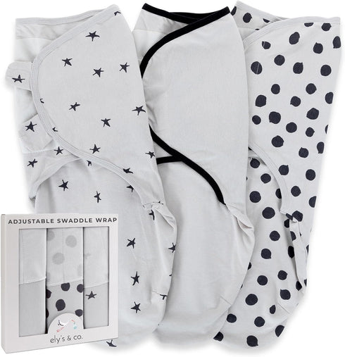 Ely's & Co. Adjustable Swaddle Blanket Infant Baby Wrap Set 3 Pack