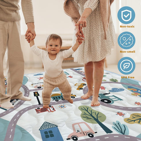 ZNVYPPD 47x47 Tummy (Car,47x47) Baby Play Mat, Play Mat for Playpen, Thick Soft Cushioned Baby Mat for Floor, Non-Slip
