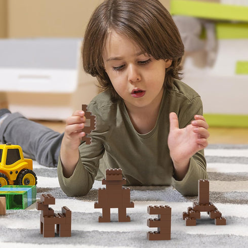 Classic Bulk Brick Block 2x4, 200 Piece Brown Building Brick, Compatible with Lego Parts 3001, Creative Play Set