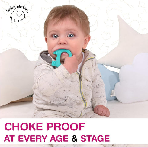 Teething Ring for Babies 0-6 Months - 5X Pain Relief Smart Teether, Cute Infant Chew Toy