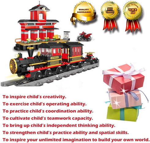 583 Set 6+ Building Blocks Toys Pieces Classic Train with Station Construction Brick Education Learning Toys for Kids