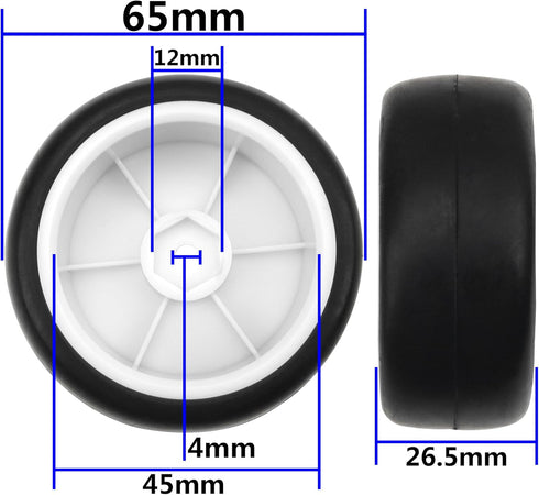 Plastic Wheel Rims 12mm Hex Hub & Rubber Tires with Foam, Compatible with HSP Tamiya HPI Kyosho 1/10 RC