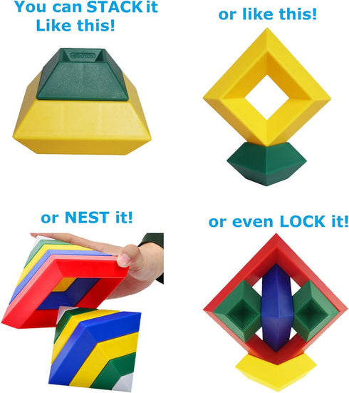 Pyramid Stacking Toy Building Blocks, 3D Puzzle Brain Teasers for Kids and Adults, Creative Preschool Learning
