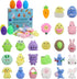 24 Pcs Easter Eggs with Mochi Squishy Toys, Animal Stress Reliever Squishy