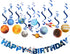 SUNBEAUTY Solar System Hanging Decoration, Happy Birthday Banner for Kids Birthday Party Supplies