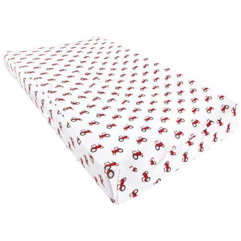 Hudson Baby Unisex Baby Cotton Changing Pad Cover - Tractor and Cow, One Size