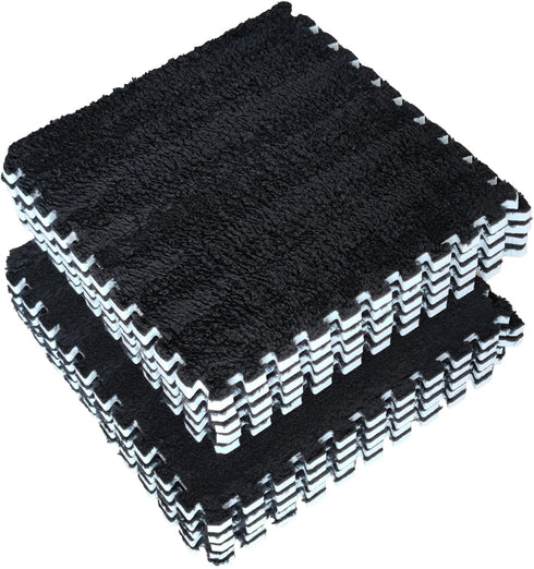 16pcs 0.6" (11.8ft, Thickened Interlocking Tile Mats,Fluffy Shaggy Soft EVA Foam Area Rug for Living Room