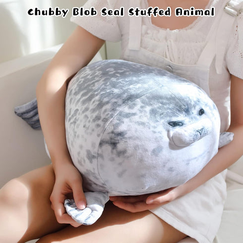 Chubby Blob Seal Pillow, Cute Seal Plush with 4 Baby Seal Plushies, Soft Cotton Stuffed Animals for Kids